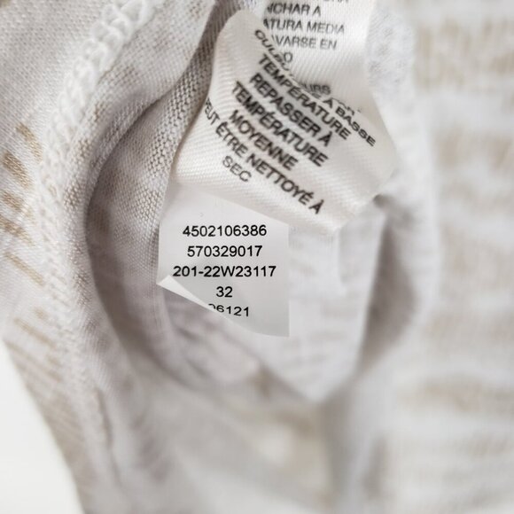 WHBM Bow Shoulder Tank Top White Tan Slub Jersey V-Neck Womens Size Medium - Picture 9 of 9